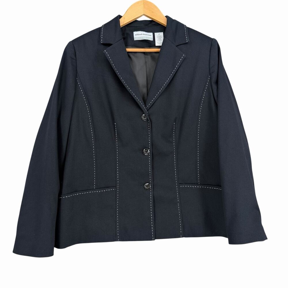 Alfred Dunner Petite Blazer Black Jacket 14P Career Pockets Lined